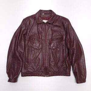 Vintage WILSONS Leather Jacket Maroon Red Mens Size 42‎ Korea